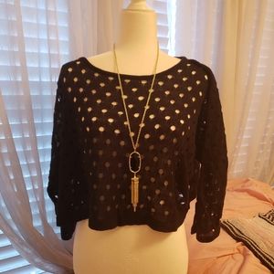 Larsen Grey Cropped Sweater Black Medium